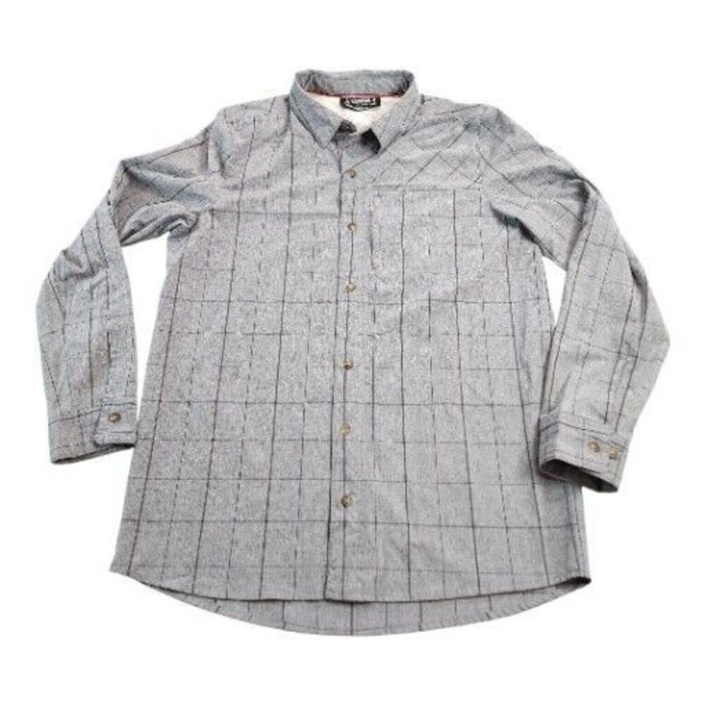 NWOT Avalanche Outdoor LS Button Up Mens Size Medium Gray Windowpane Stretch